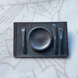 Jim Clift vintage hand-cast pewter “dinner” pin